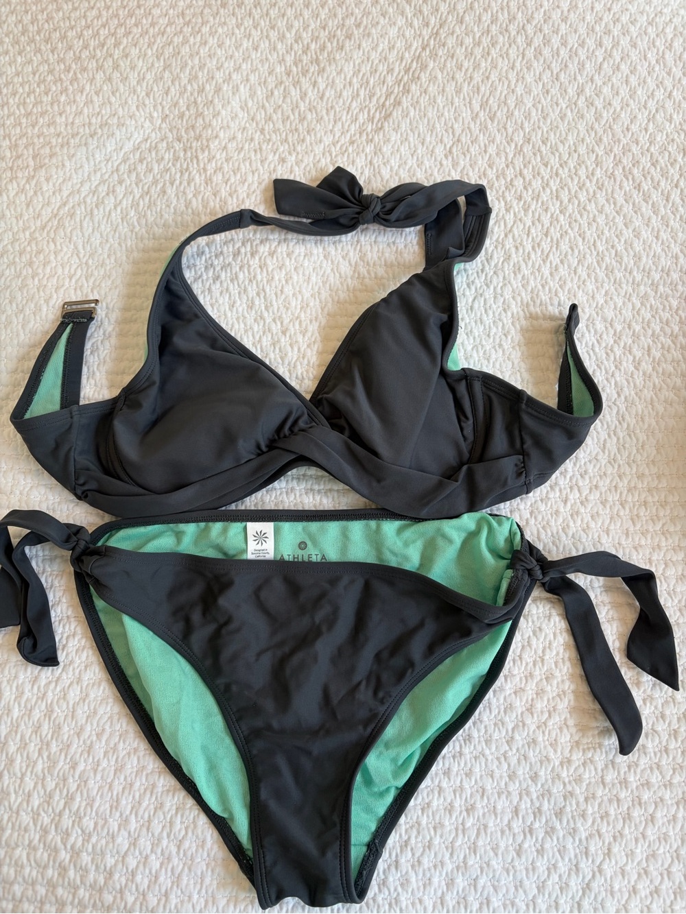 Athleta dark gray Tie-Side Bikini Set